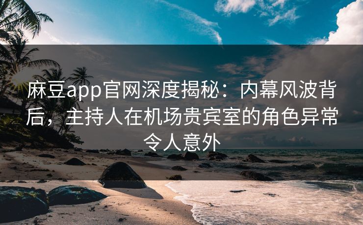 麻豆app官网深度揭秘：内幕风波背后，主持人在机场贵宾室的角色异常令人意外