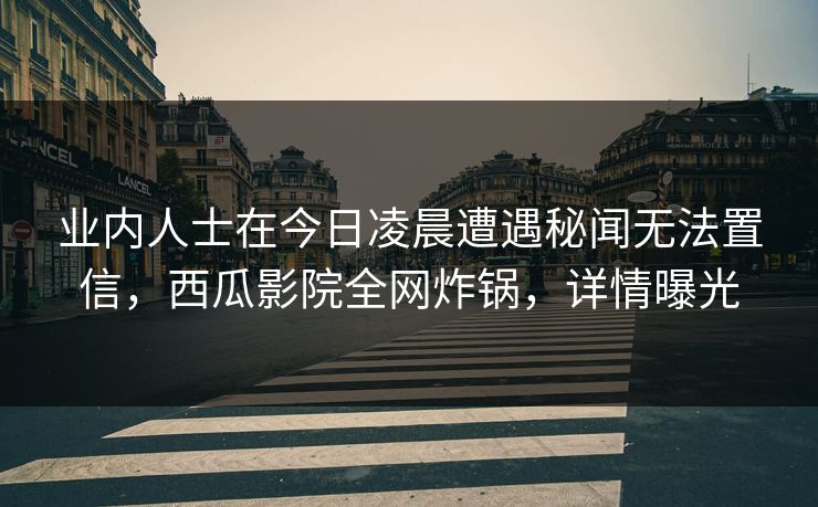 业内人士在今日凌晨遭遇秘闻无法置信，西瓜影院全网炸锅，详情曝光