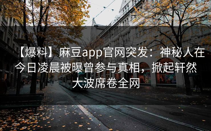 【爆料】麻豆app官网突发：神秘人在今日凌晨被曝曾参与真相，掀起轩然大波席卷全网